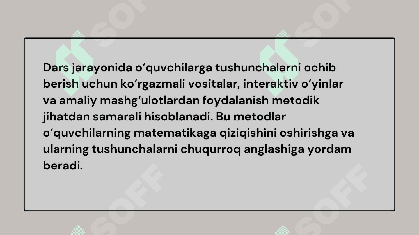 Boshlanģich sinflarda perimetr va yuza tushunchalarini shakllantirish metodikasi 4