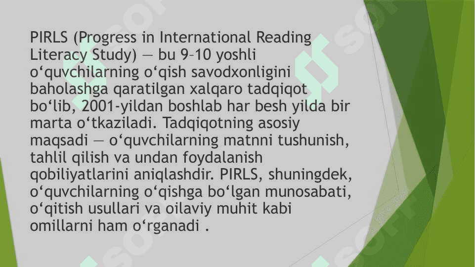 Boshlang’ich sinf ona tili va o’qish savodxonligi darslarida o’quvchilarni PIRLS asosida badiiy asarni tahlil qilishga o’rgatish 8