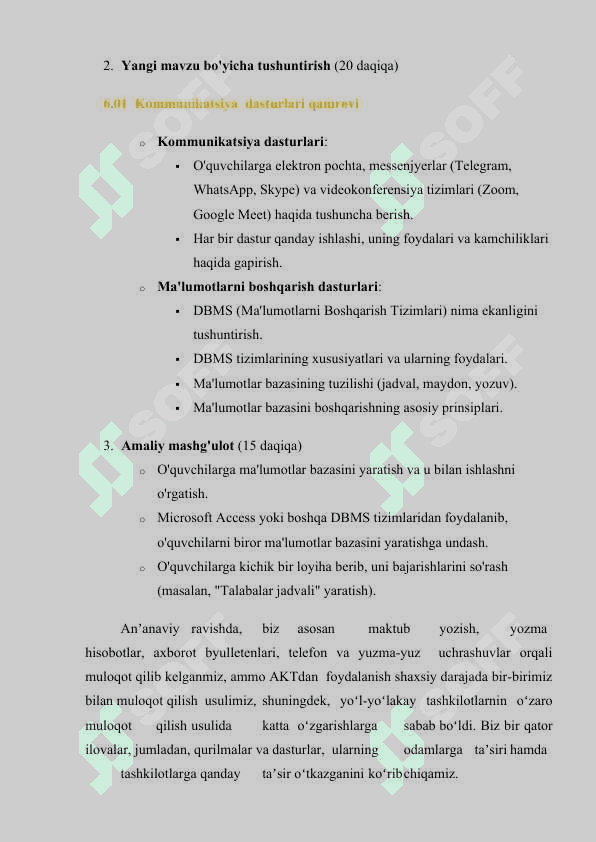 Kommunikatsiya dasturlari qamrovi. Ma'lumotlarni boshqarish dasturlari 3
