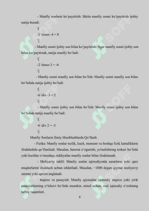 MANFIY, BUTUN, RATSIONAL VA IRRATSIONAL SONLARNI KIRITISH METODIKASI 8