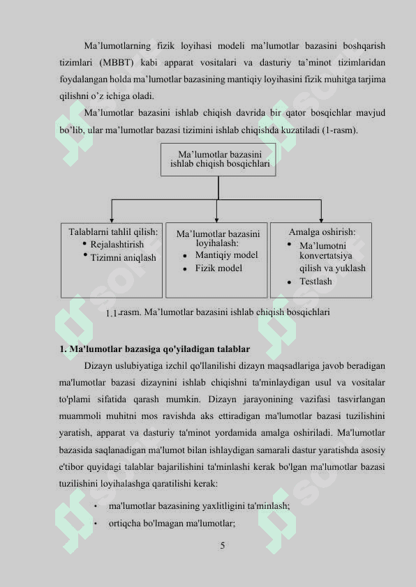 Ma’lumotlar bazasini rеjalashtirish, loyihalashlash va administratorlash 5
