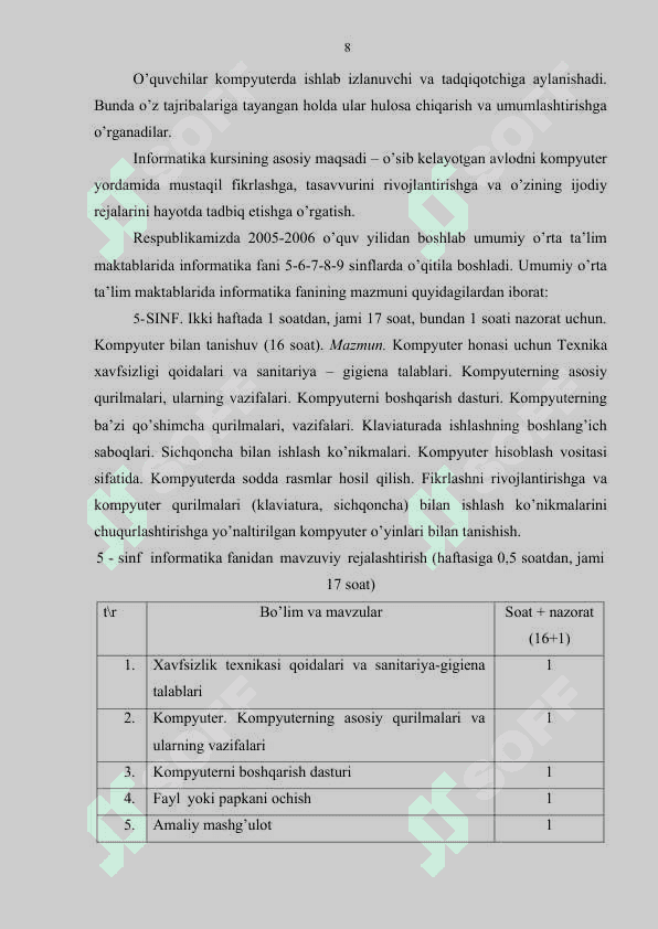 O’QUVCHILARDA AXBOROT-KOMMUNIKATSIYA TEXNOLOGIYALARIGA NISBATAN KOMPETENTLIGINI RIVOJLANTIRISH METODIKASI 8