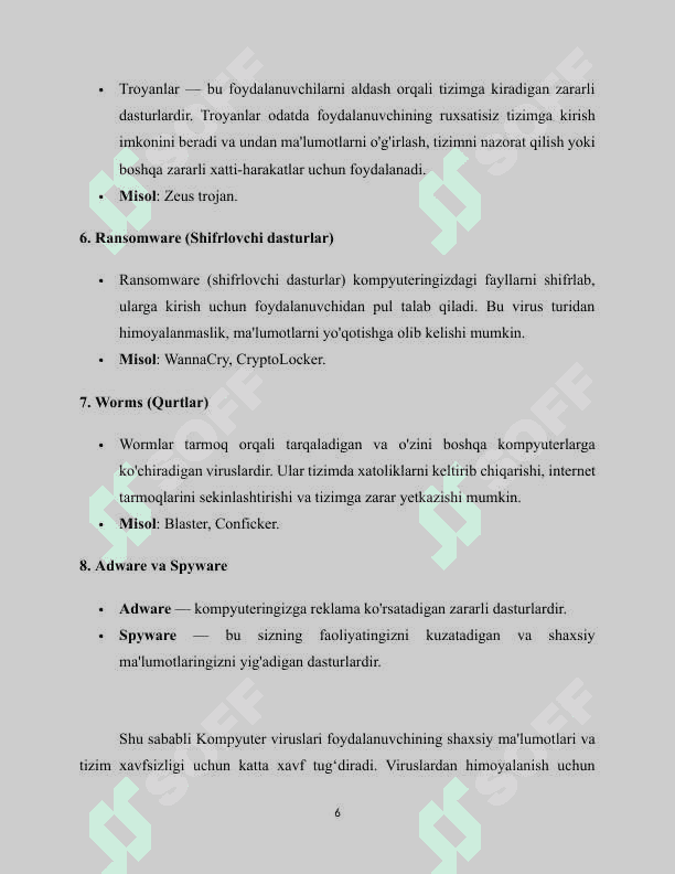 Kompyuter viruslari va virusdan himoyalanish usullari 6