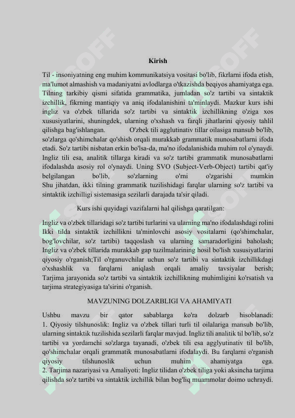 Ingliz va oʻzbek tillarida soʻz tarkibi va sintaktik izchillik 2