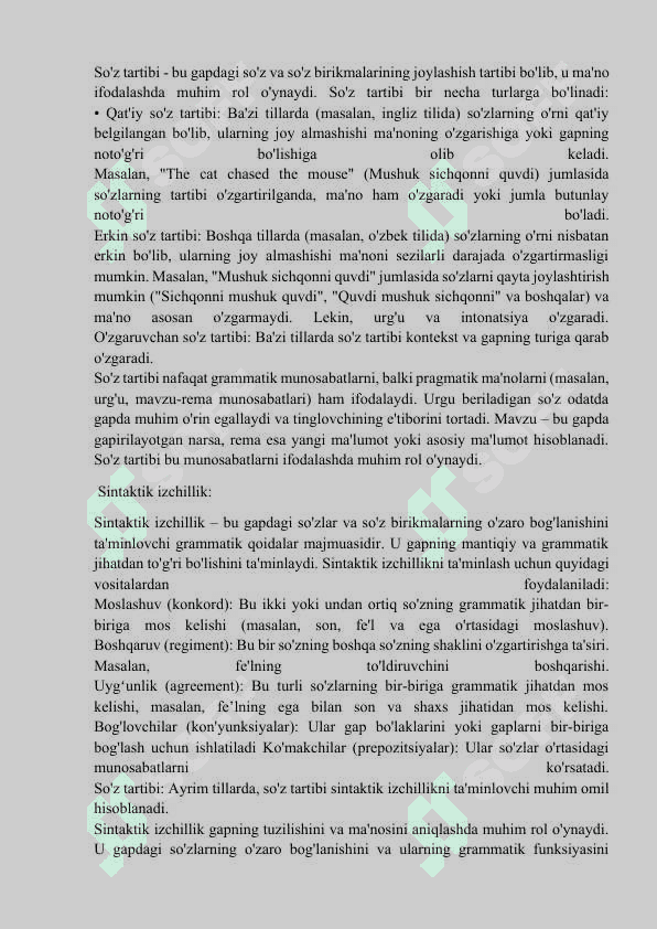 Ingliz va oʻzbek tillarida soʻz tarkibi va sintaktik izchillik 8