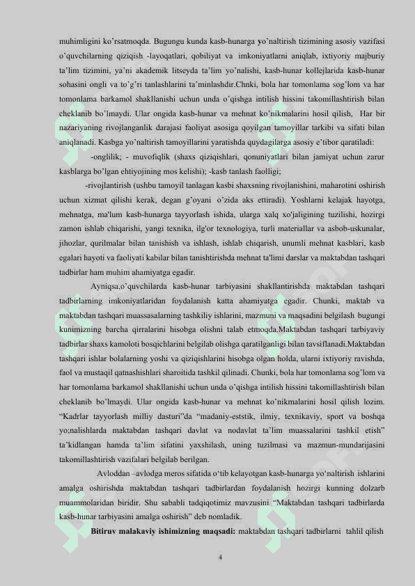 “Maktabdan tashqari tadbirlarda o‘quvchilarni kasb-hunarga yo‘naltirish” 4