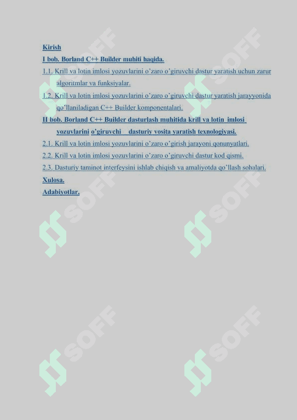 Borland C++ Builder dasturlash muhitida krill va lotin imlosi yozuvlarini o’zaro o’giruvchi dasturiy ilova yaratish 2