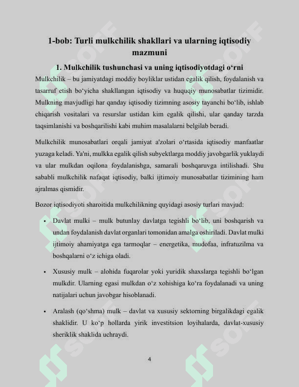 Turli mulkchilik shakllarida boshqaruv tizimining o`ziga xosligi 4