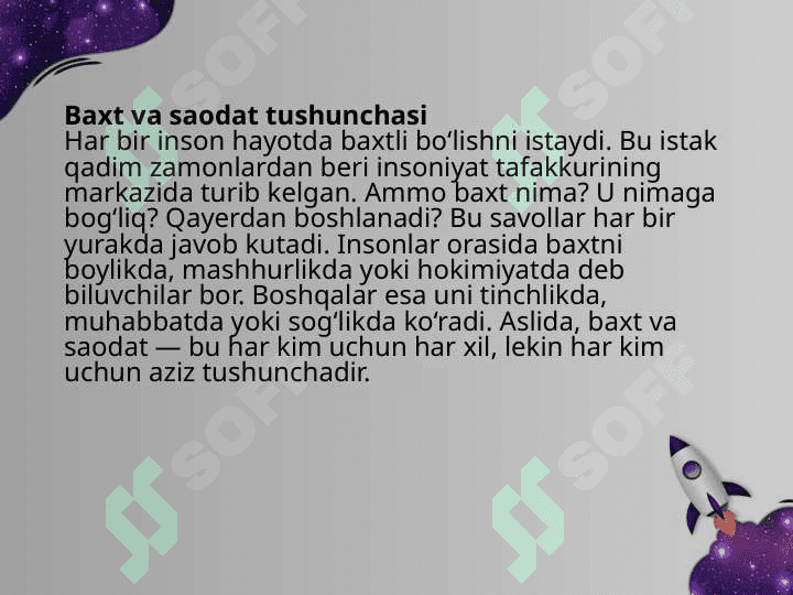 Baxt saodat tushunchasi 2
