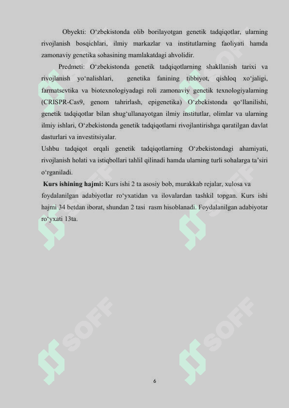 O‘zbekistonda genetik tadqiqotlarning yo‘lga qo‘yilishi va zamonaviy genetikaning rivojlanishi 6