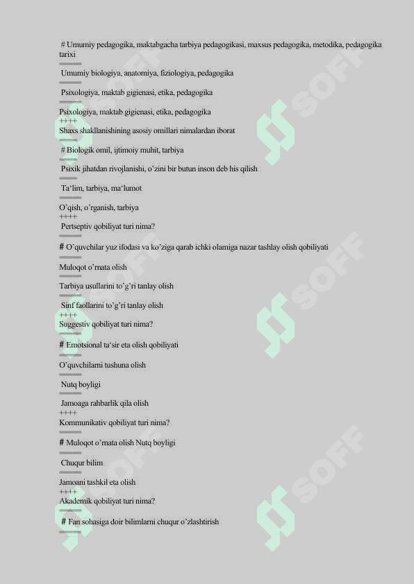 Boshlang’ich ta’lim pedagogikasidan test savollari. 6