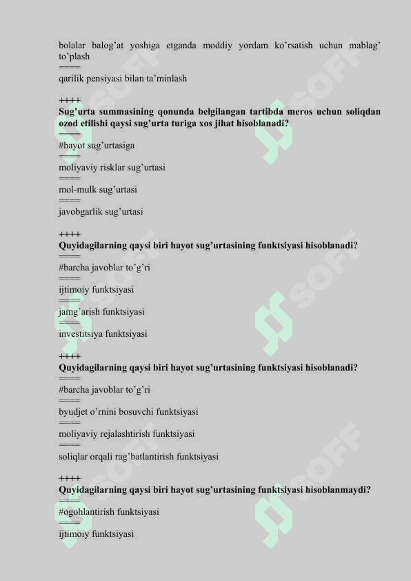 “SUG‘URTA ISHI (HAYOT SUG‘URTASI MODULI)” FANIDAN TEST SAVOLLARI. 3