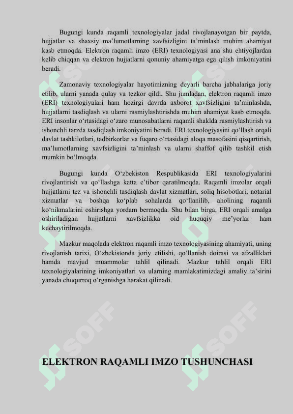 Elektron raqamli imzo va uni respublikamizda taqbiq etish holati 2