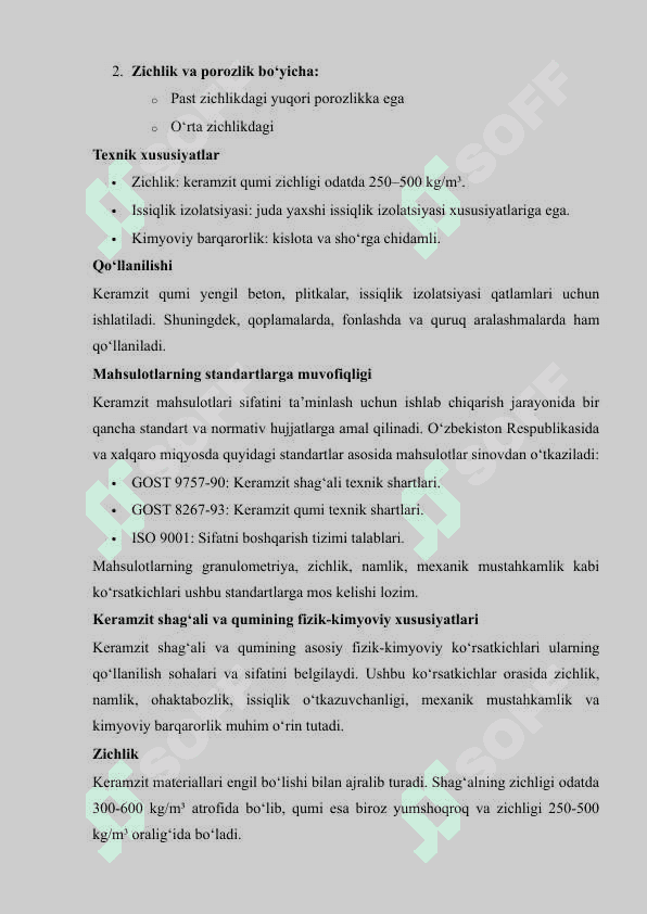 Keramzit shag'ali va qumi ishlab chiqarish korxonasini loyihalash mahsuldorligi 38 ming m³ 5