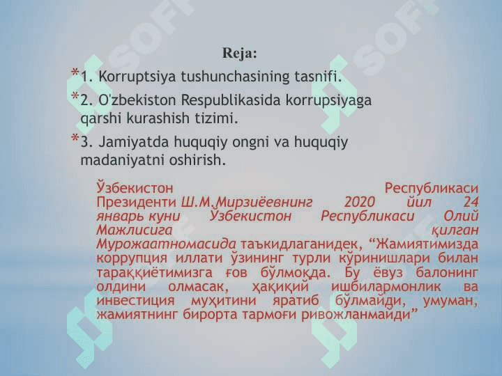 KORRUPSIYA –GLOBAL MUAMMO SIFATIDA. KORRUPSIYANING TARIXIY SHAKLLARI VA IJTIMOIY HAYOTDAGI KO’RINISHLARI 2
