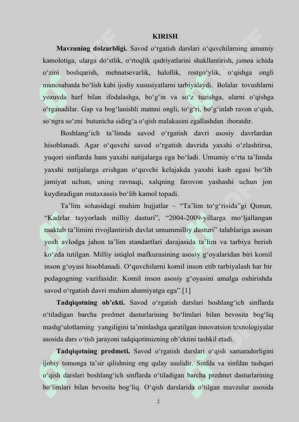 SAVOD O‘RGATISH DAVRI YOZUV DARSLARIDA IMLO USTIDA ISHLASH 2