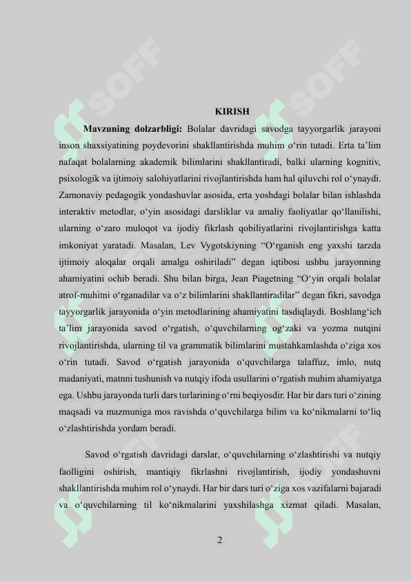 SAVOD OʻRGATISH DAVRIDAGI DARS TIPLARI, ULARNING MAQSAD,  MAZMUNI VA KOʻRILISHI 2
