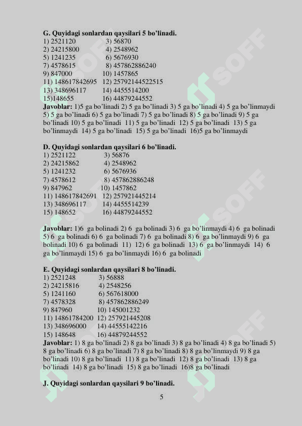 MATEMATIKA TAYYORLOV 1-QISM 5