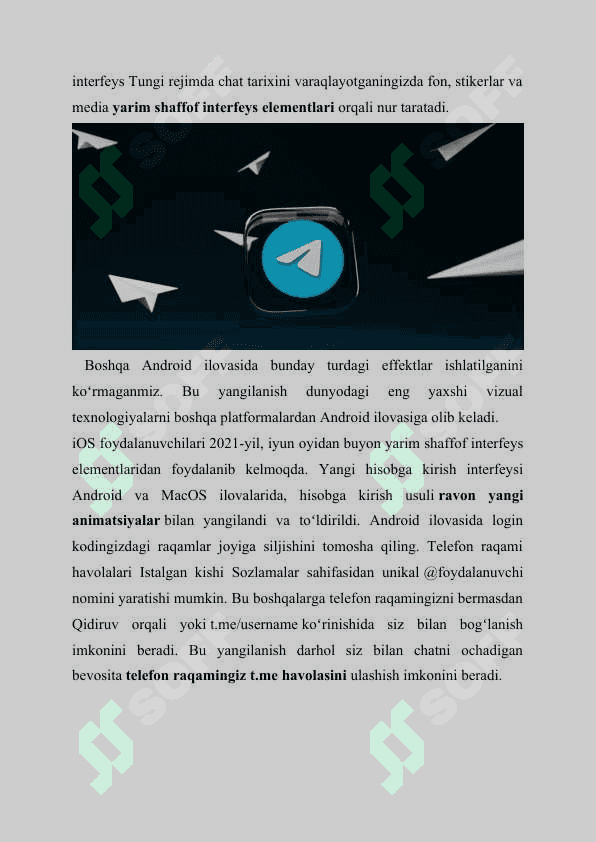 Telegram mobil ilovasi haqida 5