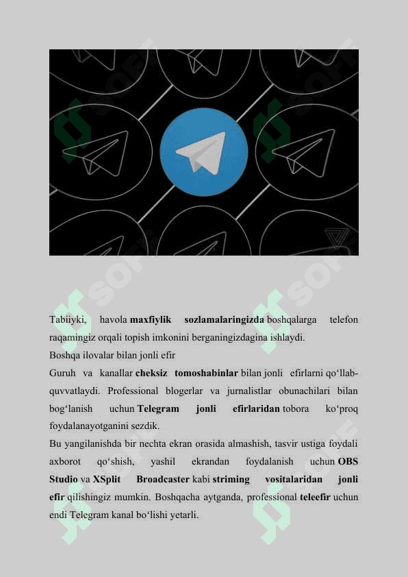 Telegram mobil ilovasi haqida 6