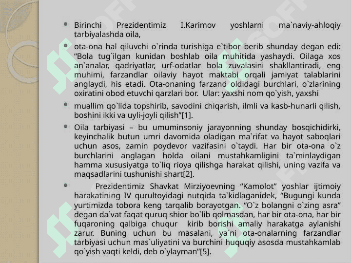 MA'NAVIY BARKAMOL INSONNI SHAKLLANTIRISHDA OILADA MILLIY TARBIYANING TUTGAN O'RNI 2