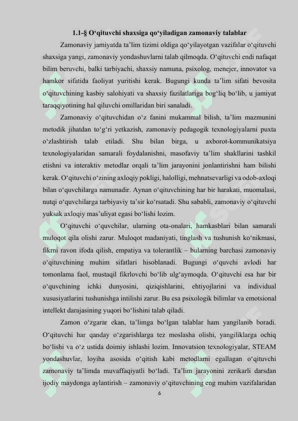 O’qituvchi shaxsining o’quvchilar rivojlanishidagi roli 6