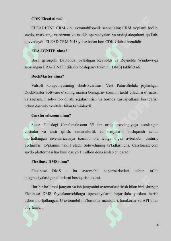 Avtosalonda avtomobil sotib olish ahborot tizimi 8
