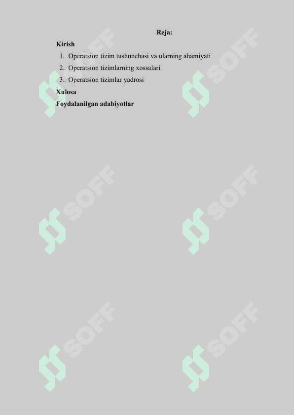 Operatsion tizimlarning xossalari va  Operatsion tizimlar yadrosi 2