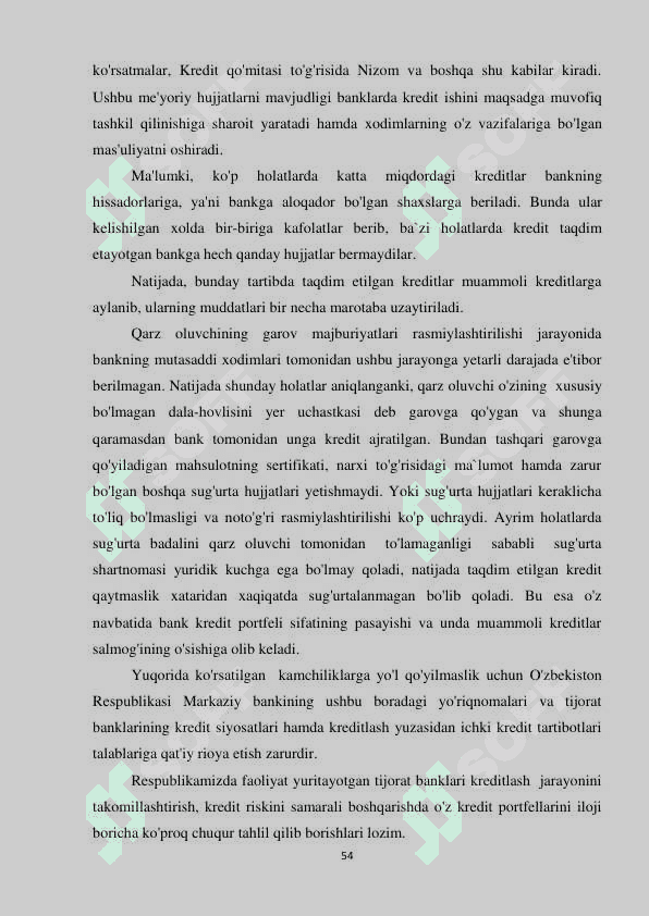 KREDIT RISKINI BOSHQARISHNI TAKOMILLASHTIRISH MASALALARI 4