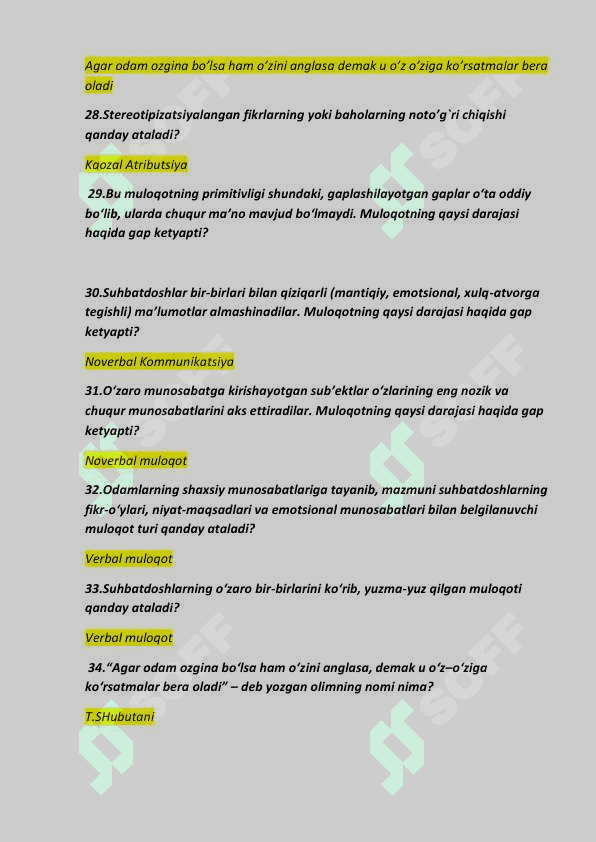 IJTIMOIY PSIXOLOGIYA TEST JAVOBLARI 4