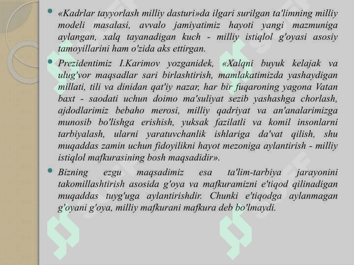 BARKAMOL AVLODNI MILLIY ITIQLOL G`OYASI VA MAFKURASI RUHIDA TARBIYALASH 4