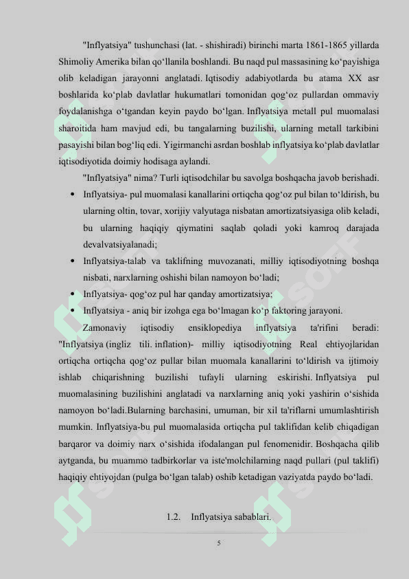Inflyatsiyaning mohiyati va kelib chiqish sabablari 5