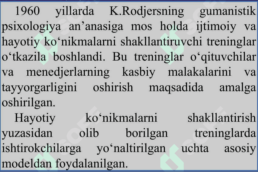 SOTSIAL PSIXOLOGIK TRENINGNI RIVOJLANISH TARIXI 8