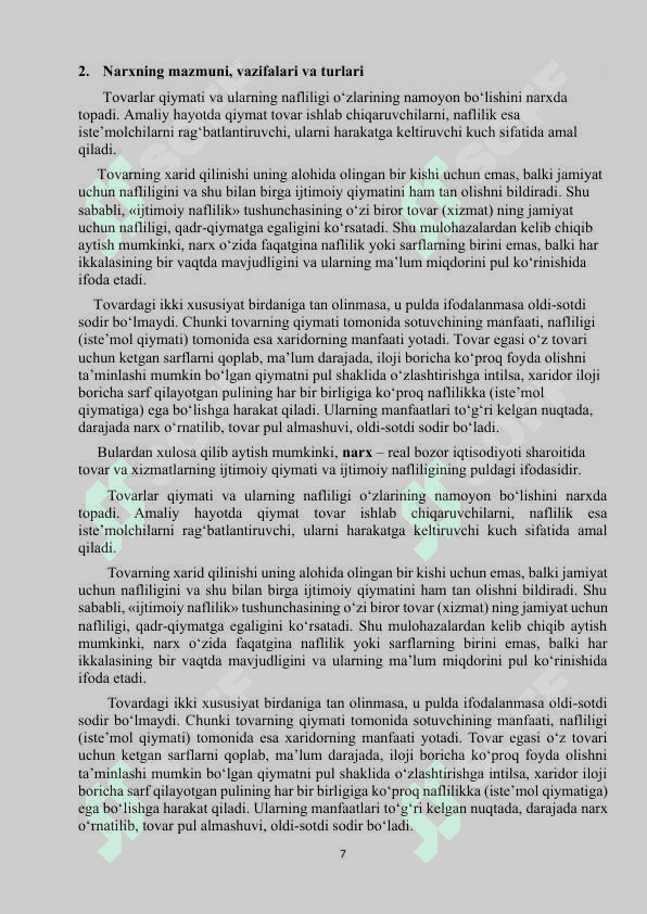 Narxning mohiyati va shakllanish xususiyatlari 7