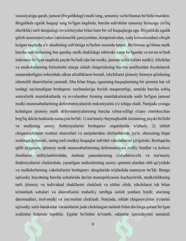 Mulk va Mulkchilik munosabatlari 8