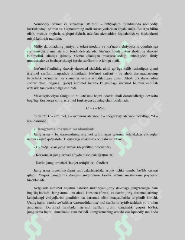 Iste'mol, jamg'arma va investitsiyalar. Iqtisodiy taraqqiyot, iqtisodiy o'sish 2
