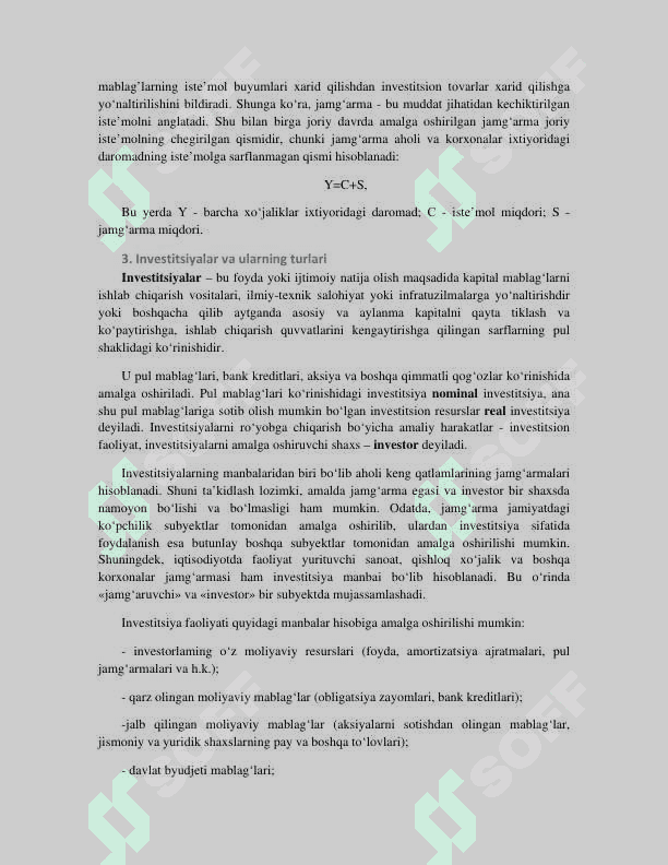 Iste'mol, jamg'arma va investitsiyalar. Iqtisodiy taraqqiyot, iqtisodiy o'sish 3
