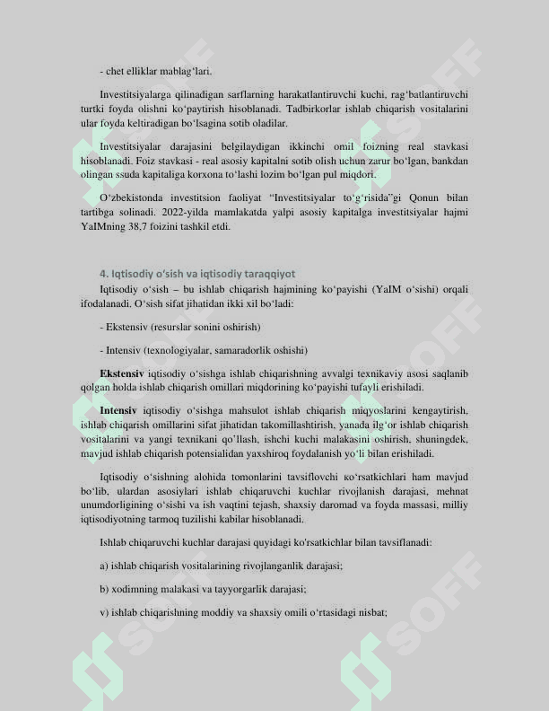 Iste'mol, jamg'arma va investitsiyalar. Iqtisodiy taraqqiyot, iqtisodiy o'sish 4