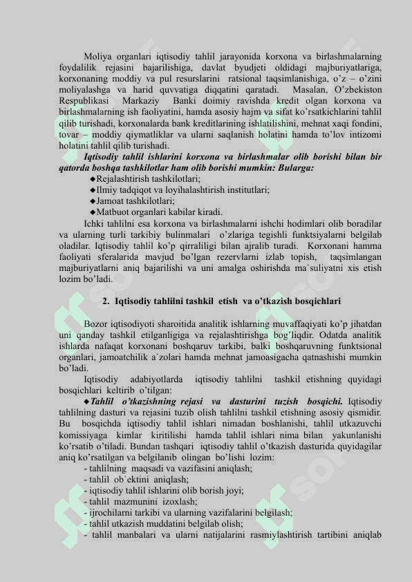 Xo’jalik sub`ektlarida tahlil ishlarini tashkil qilish va manbalar bilan ta`minlash 4