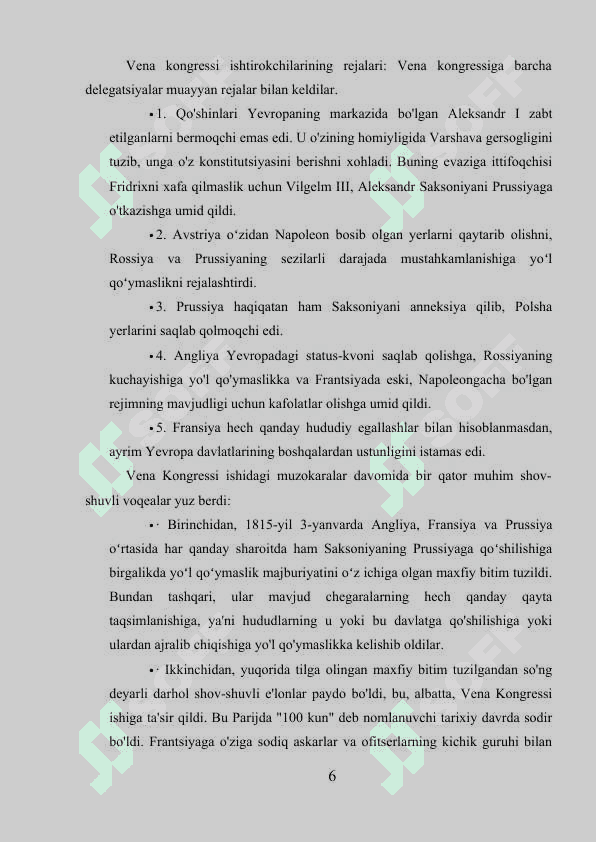 VENA KONGRESSI VA UNING QARORLARI. 6