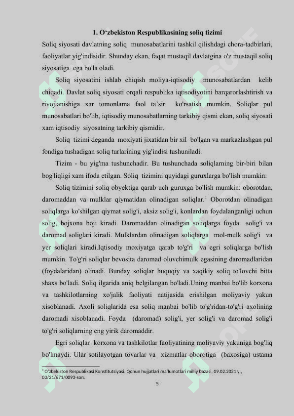 O'zbekiston respublikasi mahalliy soliqlar va yig'imlar uning amal qilish mexanizmi 5