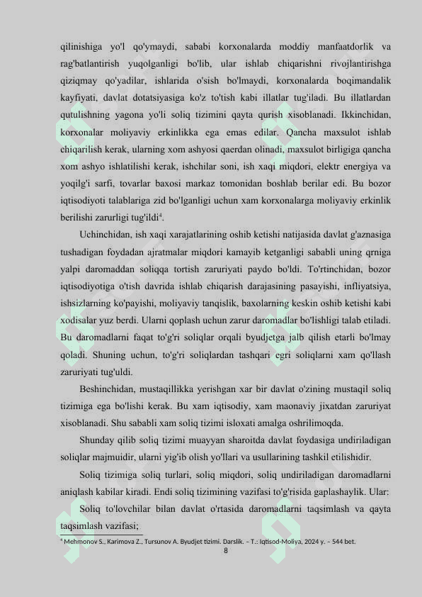 O'zbekiston respublikasi mahalliy soliqlar va yig'imlar uning amal qilish mexanizmi 8