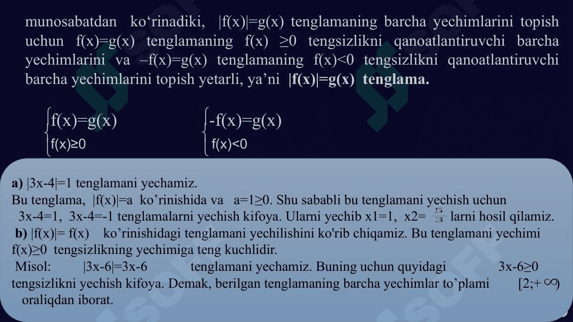 Tenglamalar mavzusini o'qitish metodikasi 7
