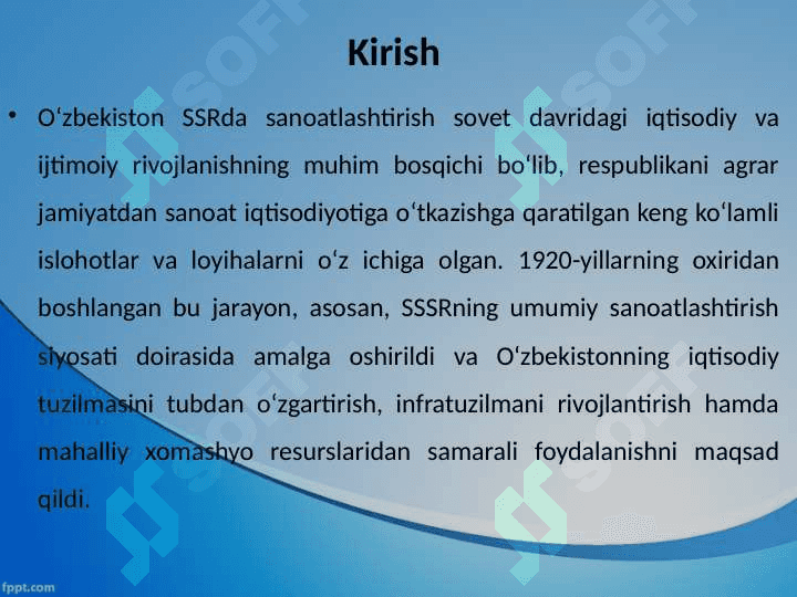 O‘ZBEKISTON SSRDA SANOATLASHTIRISH 25 3