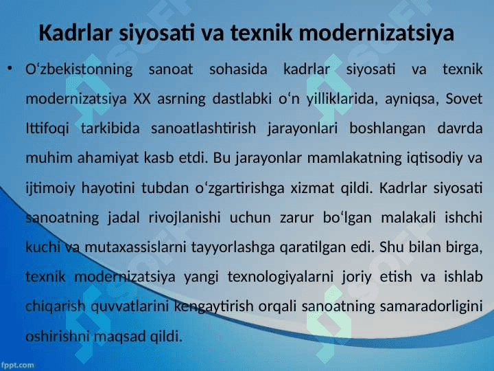 O‘ZBEKISTON SSRDA SANOATLASHTIRISH 25 5