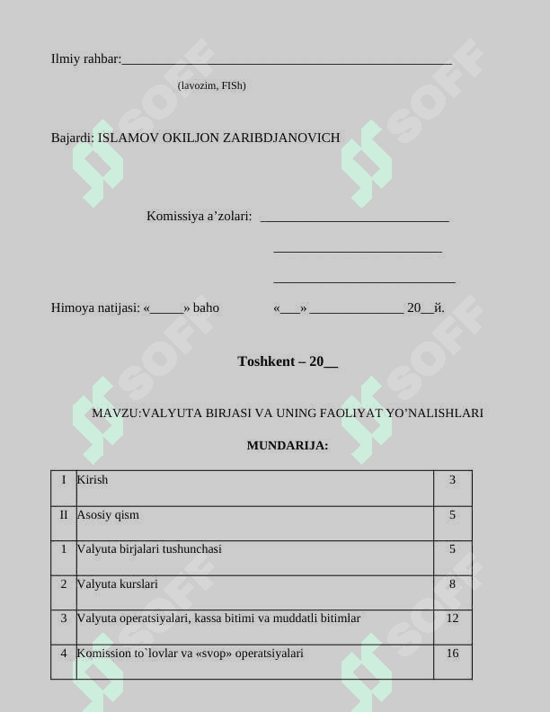 VALYUTA BIRJASI VA UNING FAOLIYAT YO’NALISHLARI 2
