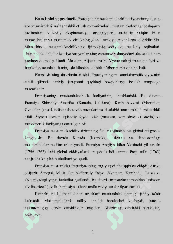 FRANSIYANING MUSTAMLAKACHILIK SIYOSATI 4