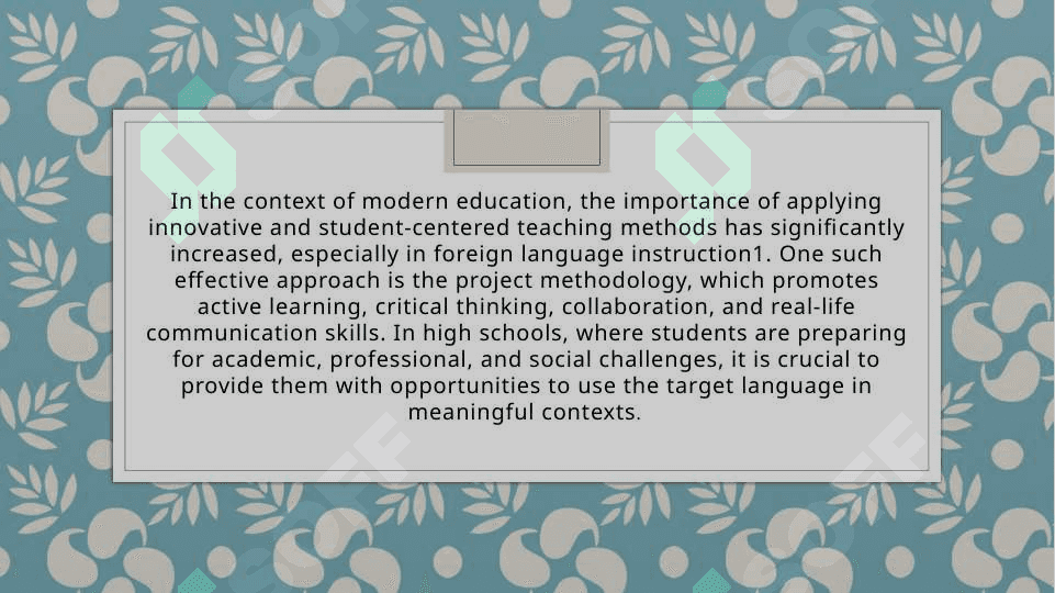 Project methodology in teaching foreign language at high school 3