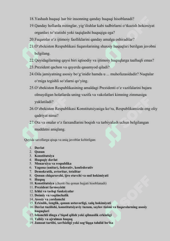 Argos uchun test savollar 2