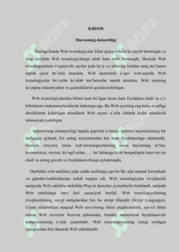 WEB ILOVALARNI ISHLAB CHIQISHDA ASOSIY YONDOSHUVLAR HAQIDA UMUMIY MA’LUMOT 3